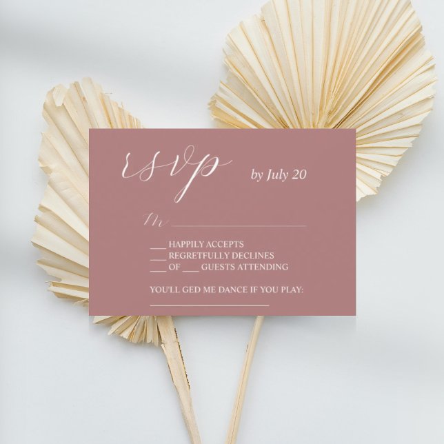 Dusty Rose uAwg Kalligrafie Hochzeitskarten RSVP Karte (Von Creator hochgeladen)