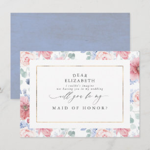 Dusty Rose und Dusty Blue Bridesmaid Vorschlag Einladung