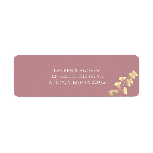 Dusty Rose und Gold Watercolor Rücksendeadresse (Vorne)
