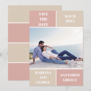 Dusty Rose und taupe Farbe Block Hochzeit Save The Date