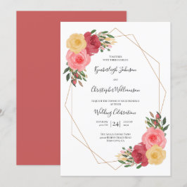 Dusty Rose Wasserfarbengeometrische Hochzeit Einladung