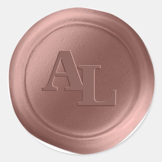Dusty Rose Wax Seal Monogram Wedding Stickers (Vorderseite)