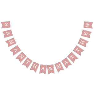 Dusty Rose Wedding Bride & Groom Namen Simple Pink Wimpelkette