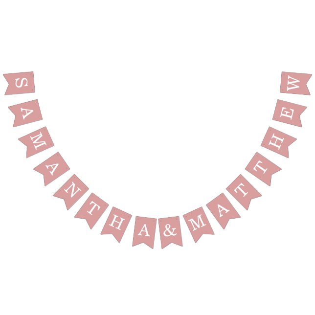 Dusty Rose Wedding Bride & Groom Namen Simple Pink Wimpelkette (Alle)