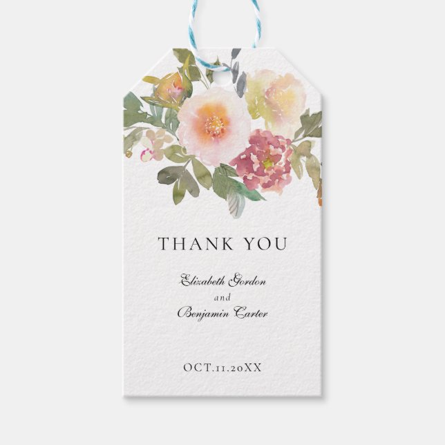 Dusty Rose Wedding Elegante Blumenschrift Vielen D Geschenkanhänger (Vorderseite)