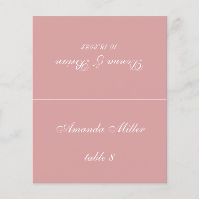 Dusty Rose Wedding Platzkarte - Gast Name (Vorderseite)