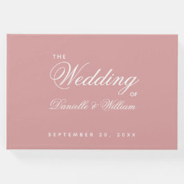 Dusty Rose Wedding Simple Script Calligraphy Pink Gästebuch