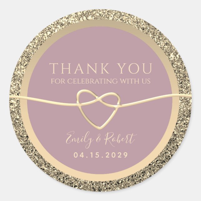 Dusty Rose Wedding Vielen Dank Runder Aufkleber (Vorderseite)