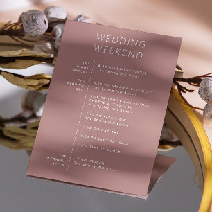 Dusty Rose Weekend Timeline Hochzeitsempfang Einladung