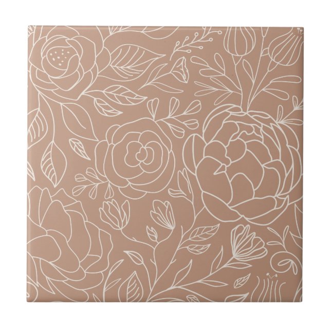 Dusty Rose Weiße Blume Nahtlose Küche Bad Fliese (Vorderseite)