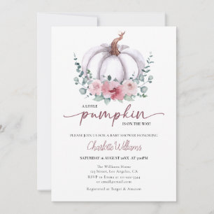 Dusty Rose & White ein wenig Pumpkin Baby Dusche Einladung