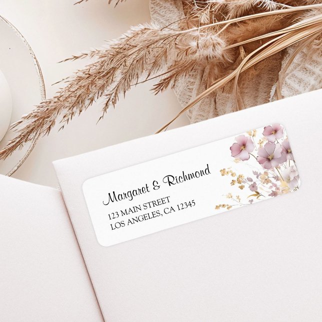 Dusty Rose Wildblume Floral Wedding Address (Von Creator hochgeladen)