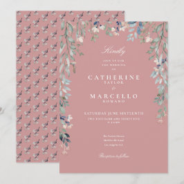 Dusty Rose Wildblumen Blumengrün Hochzeit Einladung