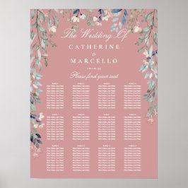 Dusty-Rose-Wildblumen Hochzeitsplan Poster