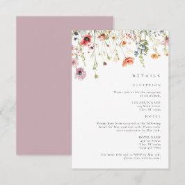 Dusty Rose Wildflower Wedding Details Begleitkarte