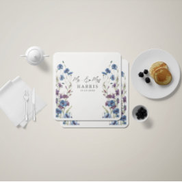 Dusty Royal Blue Lila Bloom Wedding Serviette