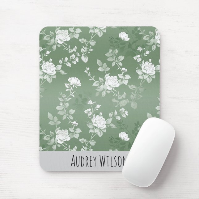 Dusty Sage Blumengrün Blume Grünmuster Mousepad (Mit Mouse)