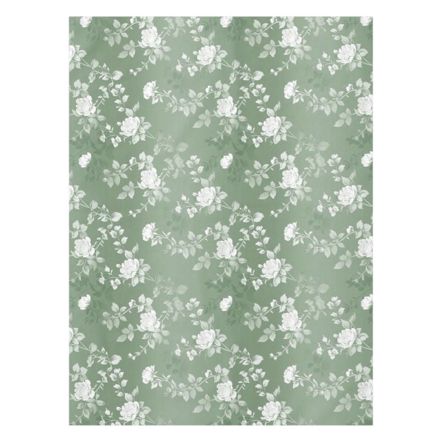 Dusty Sage Blumengrün Blume Grünmuster Tischdecke (Vorderseite)