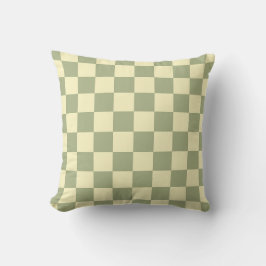 Dusty Sage Green and Butter Yellow Checkerboard Kissen
