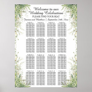 Dusty Sage Green Blume 16 Tische Hochzeitssitze Poster