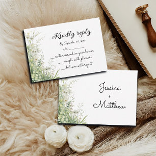 Dusty Sage Green Blume Hochzeit RSVP Karte