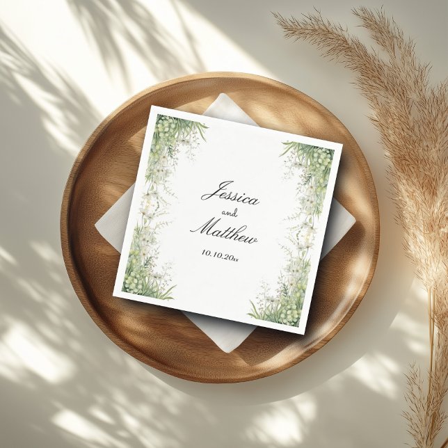 Dusty Sage Green Blume Hochzeit Serviette (Von Creator hochgeladen)