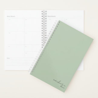 Dusty Sage Green Einfach Minimalistisch Personalis Planer