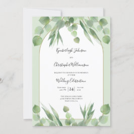 Dusty Sage Green Eucalyptus Geometric Arch Wedding Einladung