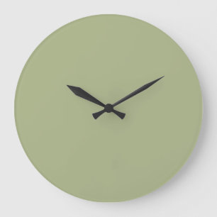 Dusty Sage Green Solid Color Große Wanduhr