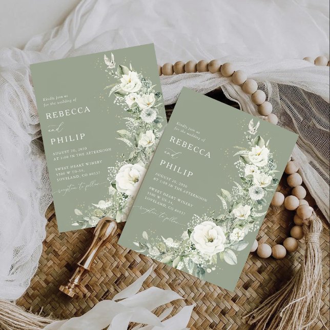 Dusty Sage Green Wedding Einladung (Von Creator hochgeladen)
