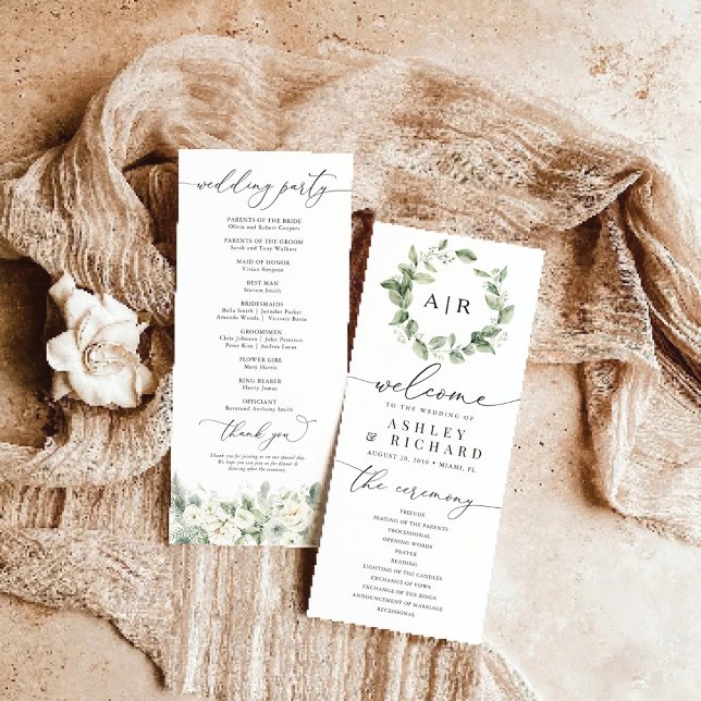 Dusty Sage Green Wedding Programme (Créateur téléchargé)