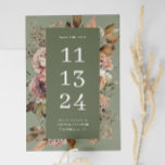 Dusty Sage Green Wedding | Vintag Gartenblume Save The Date<br><div class="desc">Mit dieser eleganten Save the Date-Karte können Sie Ihren besonderen Tag mit sanften Aquarellblumen in Blau, Creme und neutralen Farbtönen auf einem romantischen, staubigen, grünen Hintergrund verbringen. Die stimmungsvolle und doch zarte Palette verleiht dem Gast ein Bio Ambiente, das sich perfekt für Hochzeiten im Garten, in der Natur, im Boho...</div>