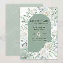 Dusty Sage Painted Florals Save the Date