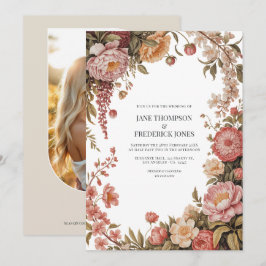 Dusty Sage, Soft Peach & Warm Sand Floral Wedding Einladung
