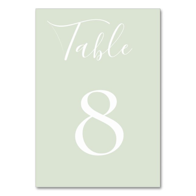 Dusty Sage Tischnummer Card (Vorderseite)