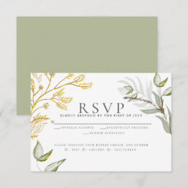 Dusty Sage und Gold Foliage RSVP Karte