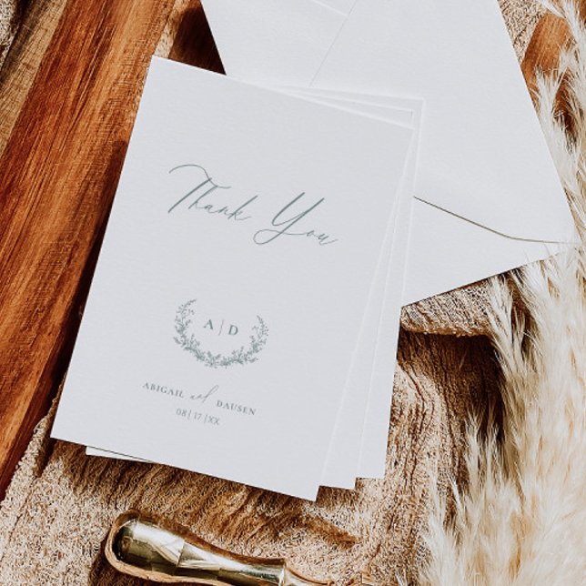 Dusty Sage Wedding Day Thank you Flat Note Card Einladung (Von Creator hochgeladen)