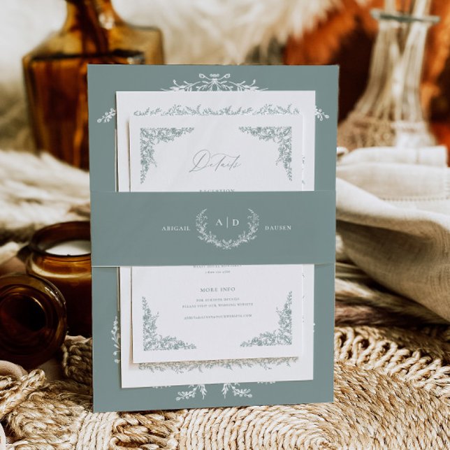 Dusty Sage Wedding Invitation Suite Belly Band (Von Creator hochgeladen)