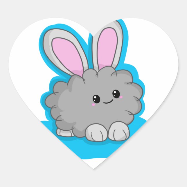 Dusty the Dust Bunny Herz-Aufkleber (Vorderseite)