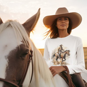 Dusty Trail Ride in Wasserfarbe, nach Maß T-Shirt