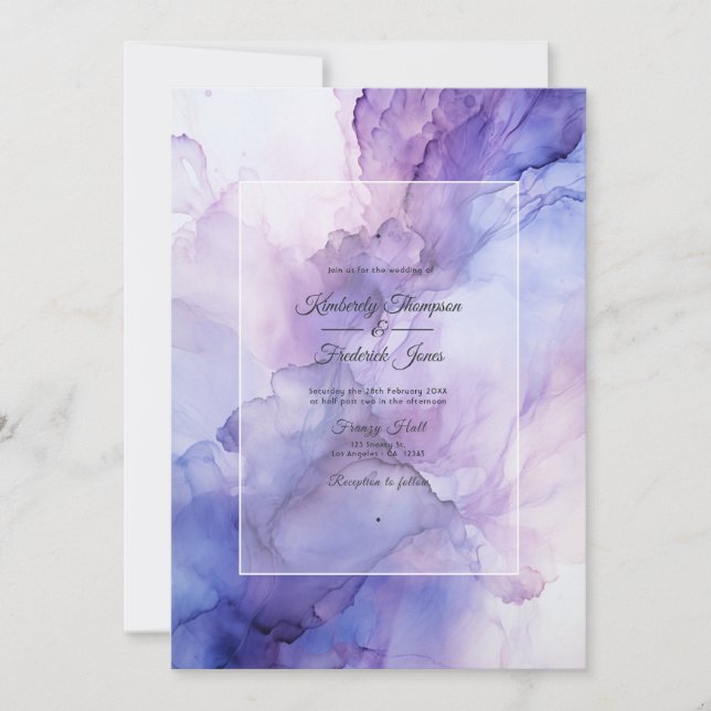 Dusty Violet Alcohol Tinte Wedding Einladung (Vorderseite)
