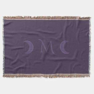 Dusty Violet Crescent Moons Monogramm Decke