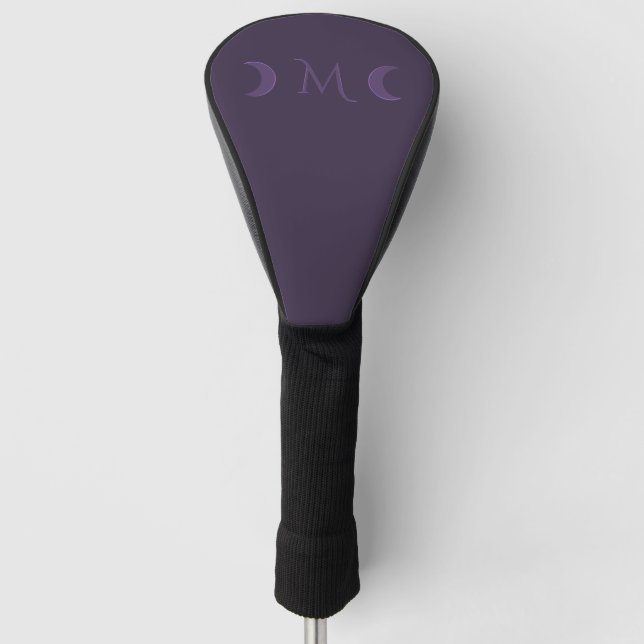 Dusty Violet Crescent Moons Monogramm Golf Headcover (Vorderseite)