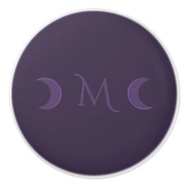 Dusty Violet Crescent Moons Monogramm Keramikknauf