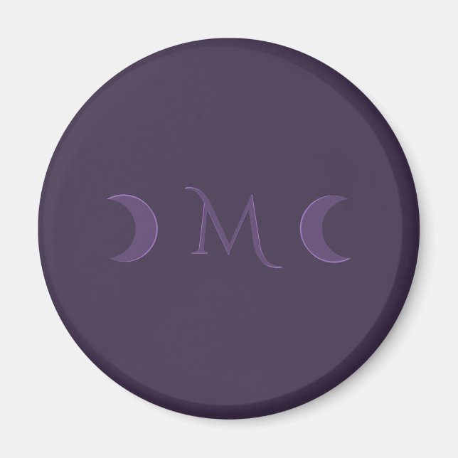 Dusty Violet Crescent Moons Monogramm Magnet (Vorne)