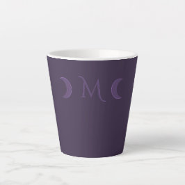 Dusty Violet Crescent Moons Monogramm Milchtasse