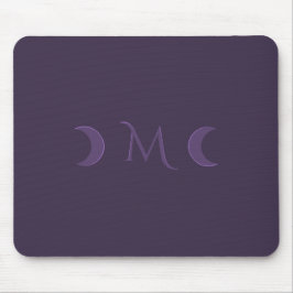 Dusty Violet Crescent Moons Monogramm Mousepad
