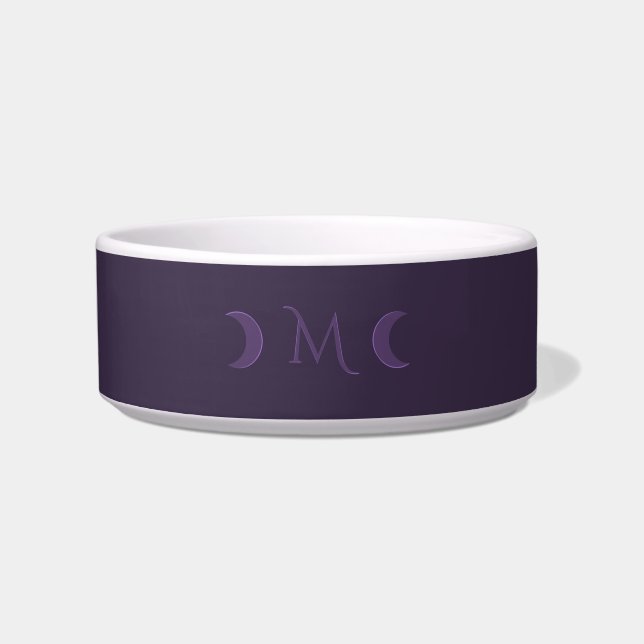 Dusty Violet Crescent Moons Monogramm Napf (Vorderseite)