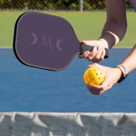 Dusty Violet Crescent Moons Monogramm Pickleball Schläger
