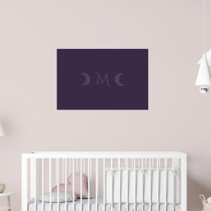 Dusty Violet Crescent Moons Monogramm Poster